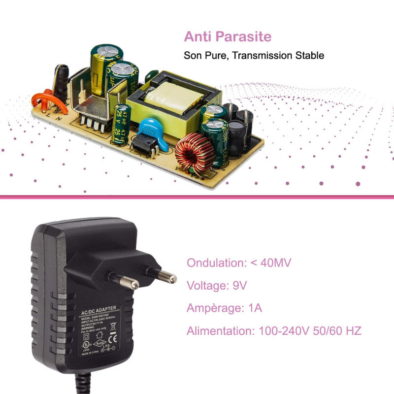 ALIMENTATION GROOVIT 9V 1A AVEC FILTRE ANTI-PARASITE