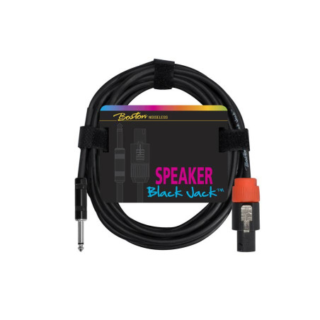 CABLE HAUT-PARLEUR BOSTON BLACK JACK   CONNECTEURS SPEAKON VERS JACK 6,35 MM   10M SC-220-10