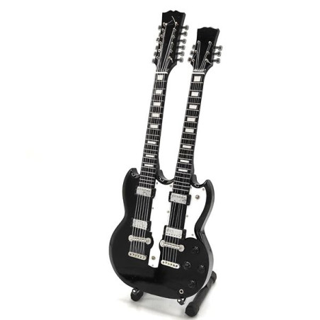 MINIATURE GUITARE JIMMY PAGE DOUBLE MANCHE SG NOIRE 27CM 