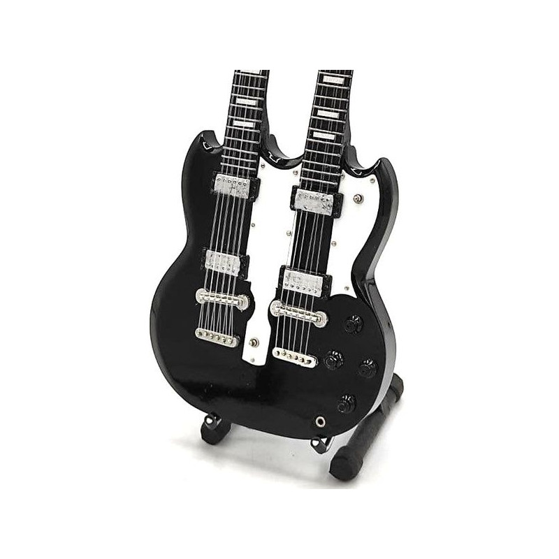 MINIATURE GUITARE JIMMY PAGE DOUBLE MANCHE SG NOIRE 27CM 