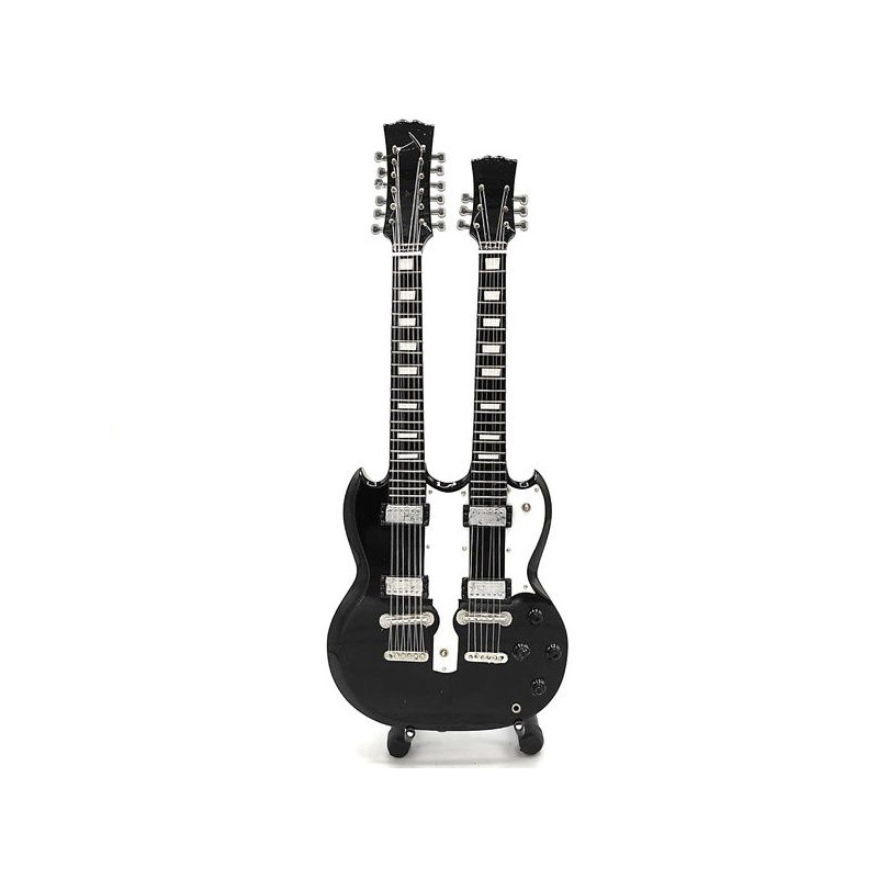 MINIATURE GUITARE JIMMY PAGE DOUBLE MANCHE SG NOIRE 27CM 