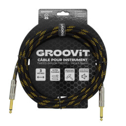 CABLE GROOVIT NYLON TRESSE JACK/JACK 3M NOIR/OR