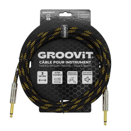CABLE GROOVIT NYLON TRESSE JACK/JACK 3M NOIR/OR