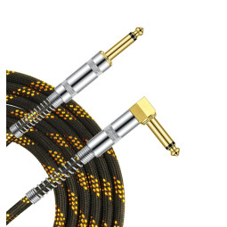 CABLE GROOVIT NYLON TRESSE  JACK/JACK COUDE 3M NOIR ET OR