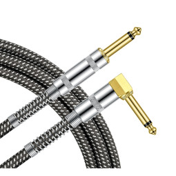 CABLE GROOVIT NYLON TRESSE  JACK/JACK COUDE 3M GRIS