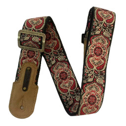 SANGLE GUITARE GROOVIT JACQUARD PERSE ECARLATE GROSTRAP002