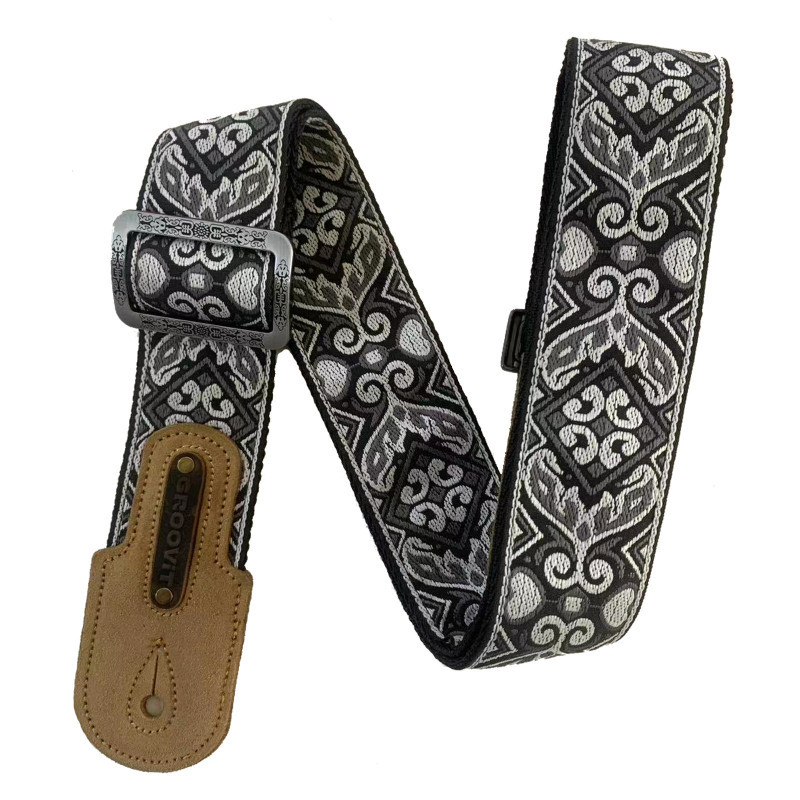 SANGLE GUITARE GROOVIT JACQUARD OMBRE D'ARGENT GROSTRAP016