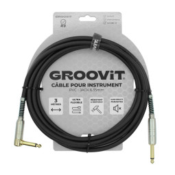 CABLE GROOVIT PVC JACK/JACK COUDE 3M