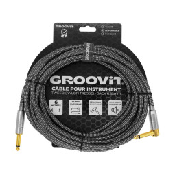 CABLE GROOVIT NYLON TRESSE JACK/JACK COUDE 6M GRIS