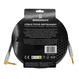 CABLE GROOVIT NYLON TRESSE JACK/JACK COUDE 6M GRIS