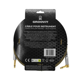 CABLE GROOVIT NYLON TRESSE  JACK/JACK COUDE 6M MARRON