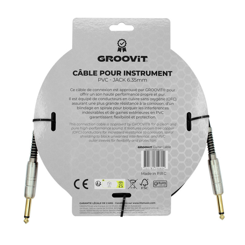 CABLE GROOVIT PVC JACK DROIT/JACK DROIT 3M
