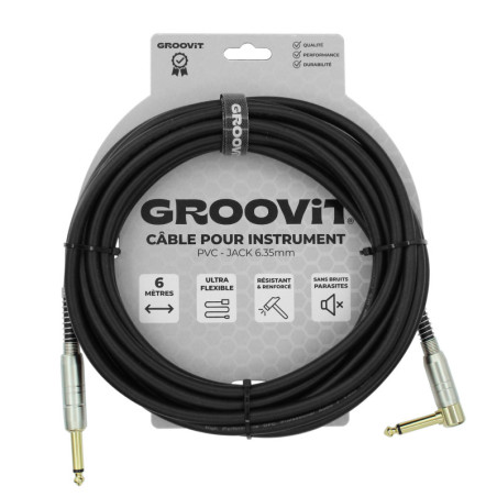 CABLE GROOVIT PVC JACK/JACK COUDE 6M 
