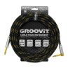 CABLE GROOVIT NYLON TRESSE  JACK/JACK COUDE 6M NOIR ET OR