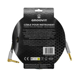 CABLE GROOVIT NYLON TRESSE  JACK/JACK COUDE 6M NOIR ET OR