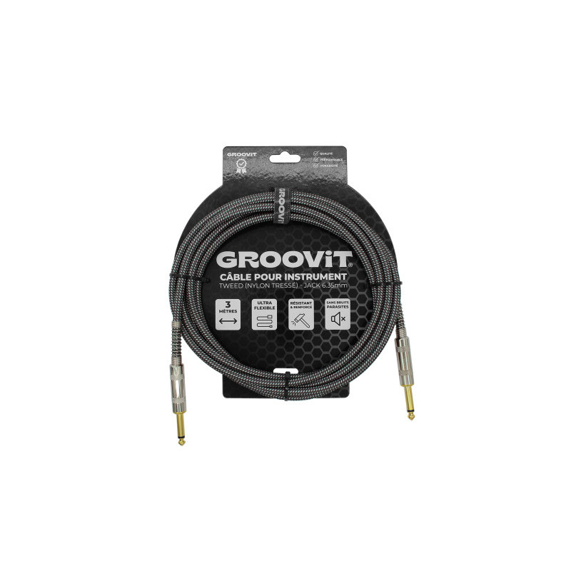 CABLE GROOVIT NYLON TRESSE JACK/JACK 3M GRIS