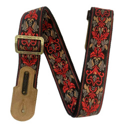 SANGLE GUITARE GROOVIT JACQUARD ROUGE ANDALOUX GROSTRAP001