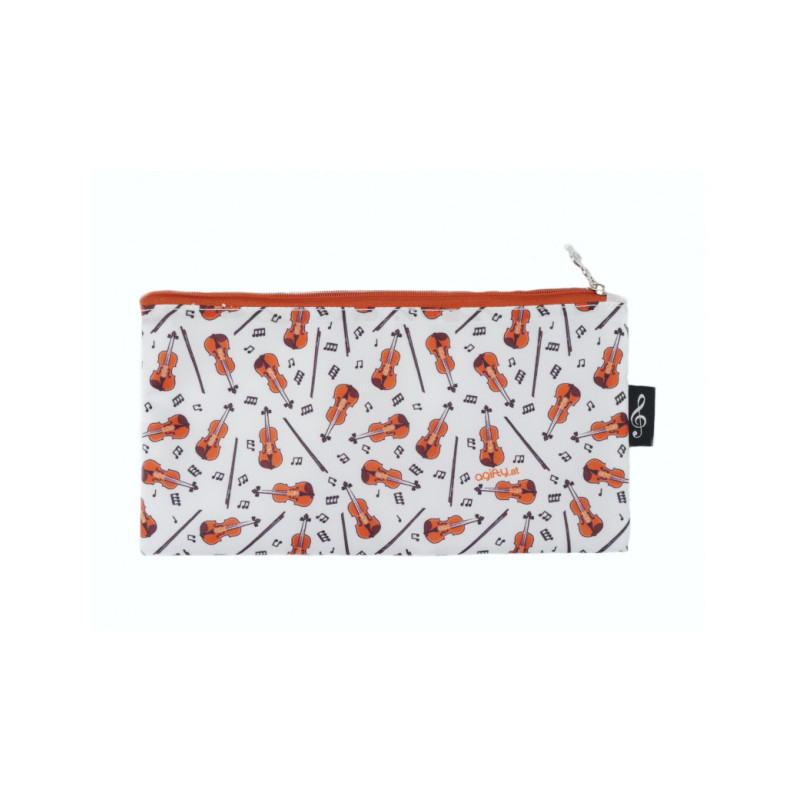 TROUSSE TISSU BLANCHE MOTIFS VIOLON P1036