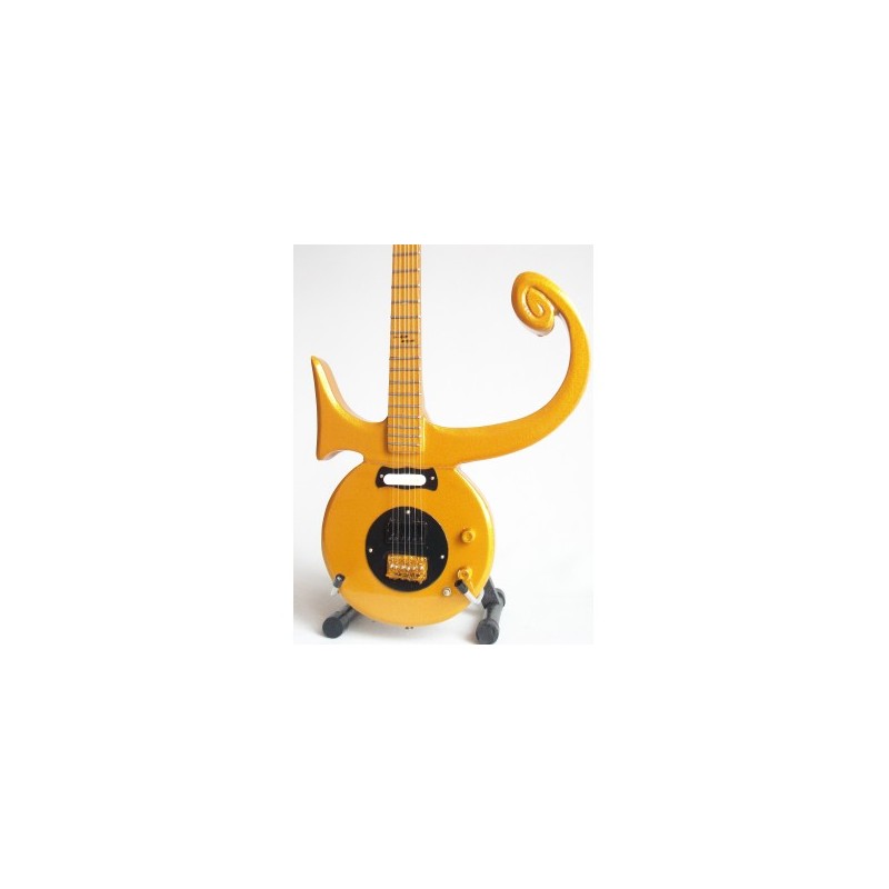MINIATURE GUITARE PRINCE LOVE SYMBOL DOREE 27CM 