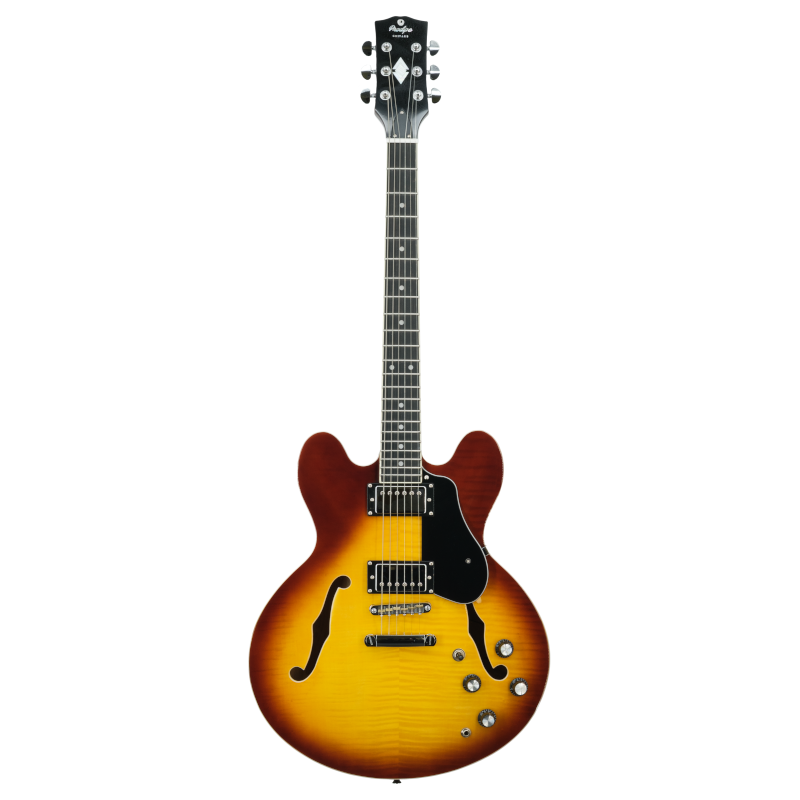 GUITARE ELECTRIQUE PRODIPE HOLLOW BODY SUNBURST 2T AVEC HOUSSE