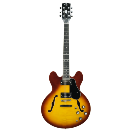 GUITARE ELECTRIQUE PRODIPE HOLLOW BODY SUNBURST 2T AVEC HOUSSE