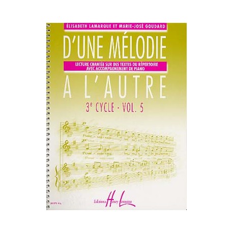 LAMARQUE D'UNE MELODIE A L'AUTRE 3EME CYCLE VOLUME 5